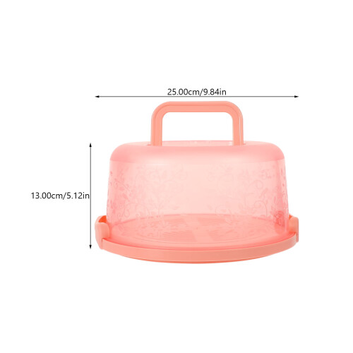 YEAHIBABY Porta-bolo de plástico rosa com tampa e alça para uso doméstico, fácil de limpar e reutilizável, 30 cm (12 polegadas) 1