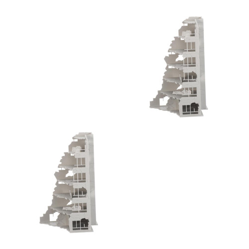 2Pièces Modèles Bâtiment Ruinés Gris En Plastique Pour Table De Sable 2