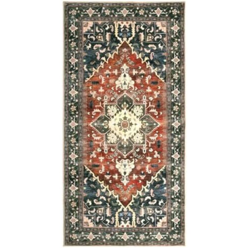 Πλενόμενο χαλί 3x6 Runner, αντιολισθητικό χαλί Boho Vintage για διάδρομο με λαστιχένια 1