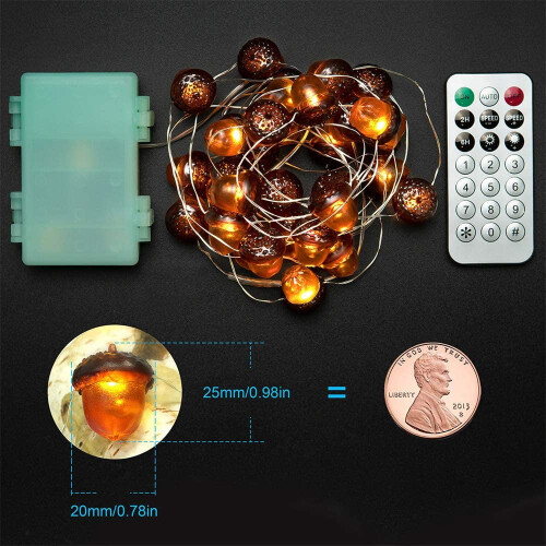 Φθινοπωρινά φωτάκια Morttic3D Acorn, 10ft/30LED, τροφοδοτούνται με μπαταρία, τηλεχειριστήριο 1