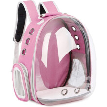Pink Pet Carrier Backpack – Airline-Approved, Ventilated Transparent Bubble Capsule for Cats/Dogs, Compatible with Small-Space Travel & Hiking