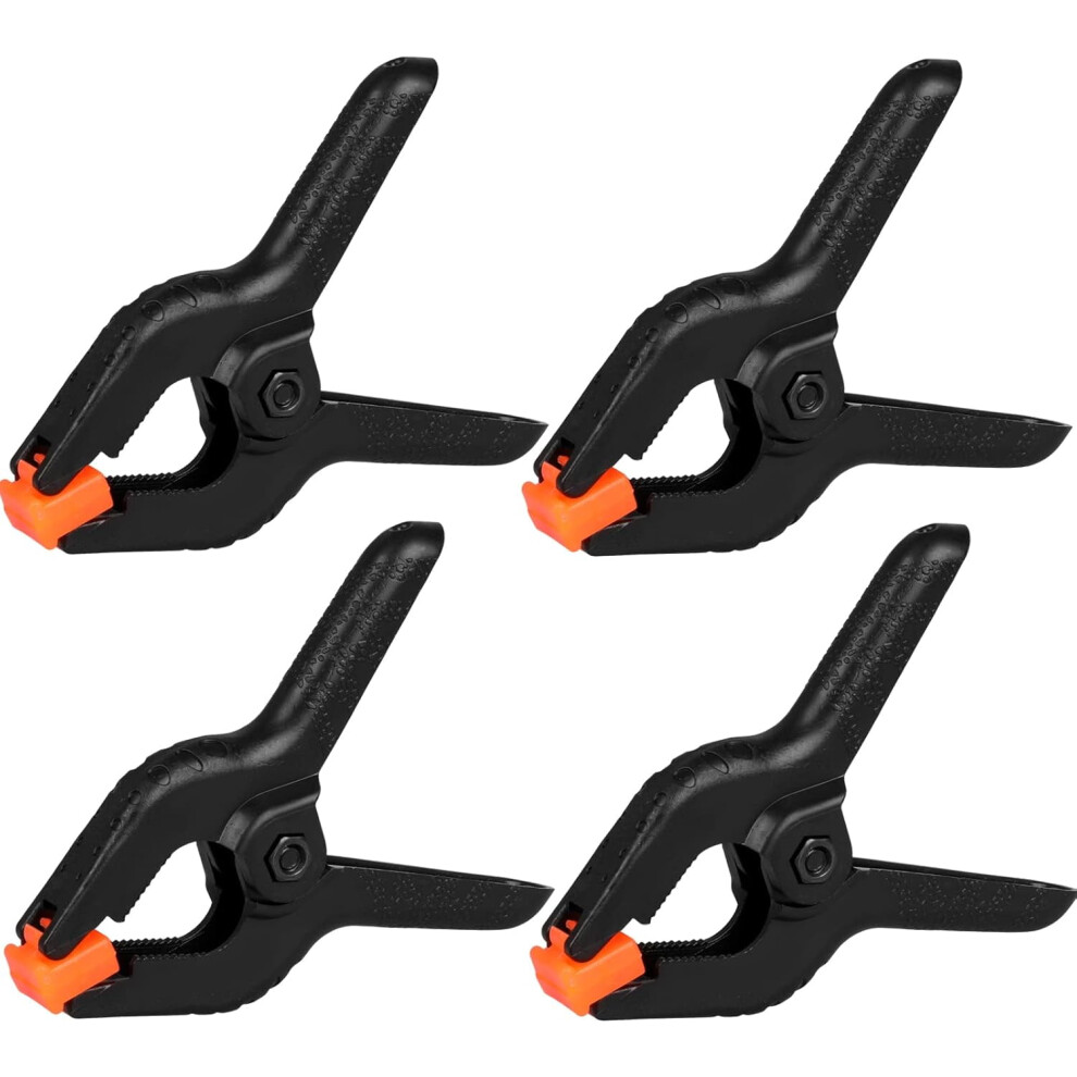 4-Pack 6" Spring Clamps, Heavy-Duty Plastic Backdrop Clips For Photography, Woodworking & Crafts (Black) 9357860030144