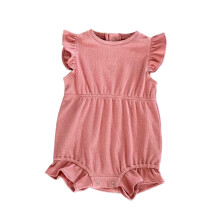 Girls Boys Onesie Solid Color Ruffled Fly Sleeve Round Neck Bodysuit Toddler Sweet Birthday One-Pieces,Watermelon Red,0-3 Months