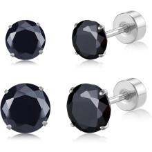 20G G23 Titanium Flat Back Stud Earrings, Silvery Tragus Labret Cartilage Helix Body Piercing Jewelry of 4-6MM Cubic Zirconia for Women Men