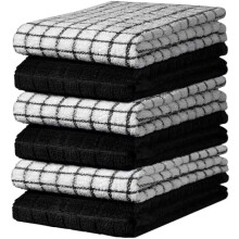 Bumble Kitchen Towels | 100% Cotton Dish Towels with Hanging Loop | 16"x 28" | 380GSM | Absorbent Kitchen Towel Set | 6 Pack, Black