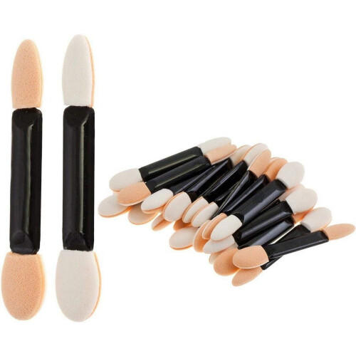 100 Pack Disposable Eyeshadow Brushes Dual Sided Oval Sponge Applicator