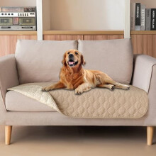 Double-Sided Waterproof Dog Bed Cover, Reversible Pet Blanket for Sofa/Couch – 32x53", Dark/Light Beige, Compatible with Large Dogs & Cats