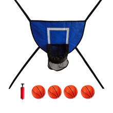 Set da basket per trampolino con corde regolabili e mini palloni da basket per bambini e adulti, ideale per giochi all'aperto in giardino,