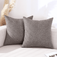 Lot de 2 housses de coussin décoratives carrées en lin et toile de jute à motif losanges, couleur café, pour canapé ou lit.
