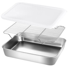 Stainless Baking Sheet with Cooling Rack & Lid for Oven or Cooking