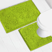 Tapis de bain chenille, lot de 2, ultra-absorbant, envers antidérapant en PVC, doux et moelleux, lavable en machine, gris clair