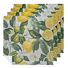 Serviettes de table en tissu à motif floral citron, en polyester, idéales pour les repas en intérieur ou en extérieur, les occasions spéciales