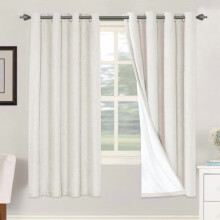 Linen Blackout Curtains 72" | 100% Blackout, Thermal Insulated, Textured Linen Look, Anti-Rust Grommets, White Liner, Energy Saving, 2 Panels, Ivory