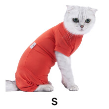 Cat Clothes,Helps Cats Recover Cat Recovery Suit,Prevents Shedding Promotes Comfortable Recovery Cat Onesie,Red,S