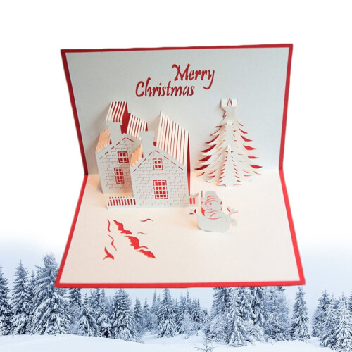 3-up Card3d Sneeuwpop Groet Creatieve Kerst Workshop Kaarten Rood 1