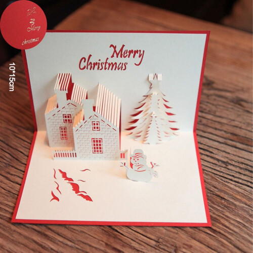 3-up Card3d Sneeuwpop Groet Creatieve Kerst Workshop Kaarten Rood 2