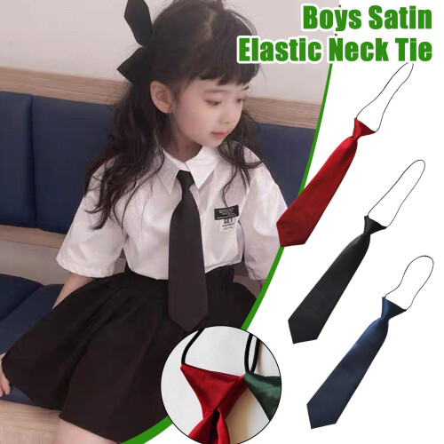 Drenge satin elastisk halsslips til bryllup, dåb, skolebal, børn, nye P1N6 1