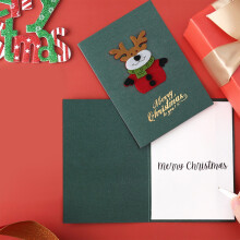 Vintage Pearl Christmas Card, Green 3D Greeting Card with Holiday Wishes, Elegant Festive Note Card with Envelope for Friends, Family, Colleagues