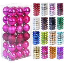 36Pcs Christmas Xmas Tree Ball Bauble Hanging Home Party Ornament Decor Hot Pink 3CM