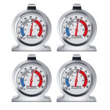 Thermomètre pour réfrigérateur (lot de 4), avec indicateur rouge, crochet de suspension et support pour congélateur/glacière