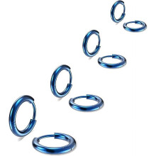 4 paar lichtgewicht kleine gouden en zilveren oorringen (316L) voor mannen en vrouwen, 8+10+12+14 mm, blauw