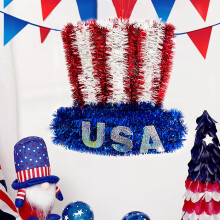 American Independence Day Garland – Red, White & Blue 5-Pointed Star Wall/Door Hanging Decoration, 4th of July