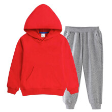 Kids Solid Color Hooded Sweatshirt Set with Fashion Long Pants Fall Winter Soft Two Piece Outfit for Children 2-12 Years(Red#2,7-8 Years)