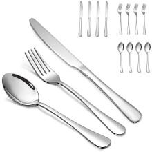 Ensemble de couverts, couteaux, cuillères et fourchettes en acier inoxydable pour la maison, la cuisine et le restaurant, finition miroir et