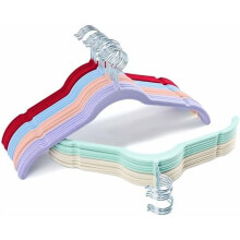 Lot de 30 cintres en velours multicolores – Antidérapants, fins, floqués avec encoches et crochet pivotant à 360, gain de place pour
