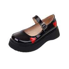 Sapatos sociais femininos pretos de bico redondo, estilo gótico punk, com sola grossa e abertura rasa, ideais para estudantes, tamanho 37 (6).