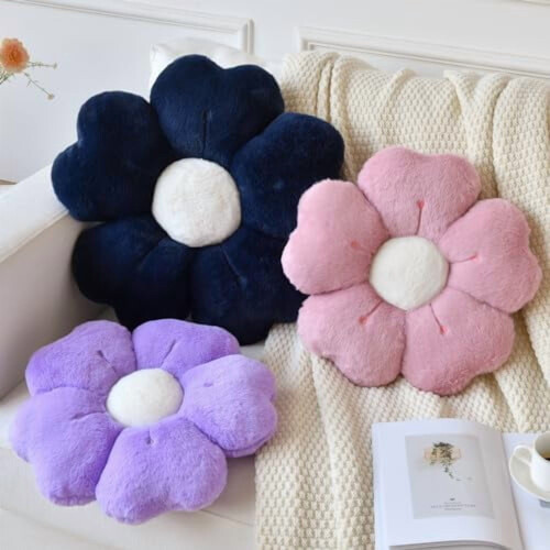 Daisy Flower Pillow Navy Blue 50 cm 2
