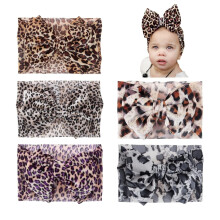 Fillteáin Chinn Turban Gruaige Leopard Bog Leathan do Chailíní Leanbh Banda Ceann Bogha Snaidhmthe Síneach do Pháistí Gabhálais Gruaige do