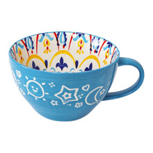 Bohemian Mug Ceramic Coffee Cup 14oz Tea Mug, Handmade Drinkware for Halloween Thanksgiving Christmas Gift
