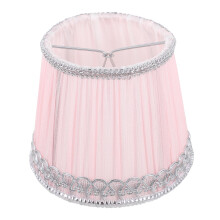 Abat-jour rose pour décoration champêtre avec bordure argentée 14,5 x 12 x 11 cm (1 pièce)