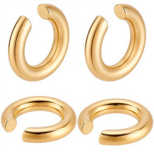 4 stuks oormanchetten (niet-piercing), 18K verguld, robuuste oormanchetten, trendy, lichtgewicht clip-on oorbellen voor helixkraakbeen, geschikt als