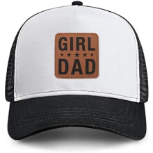 Mädchen-Vater-Papa-Mütze, Geschenk zum Vatertag, Geburtstag oder Weihnachten für Papa von Tochter/Sohn, schwarze Trucker-Mütze mit Lederaufnäher