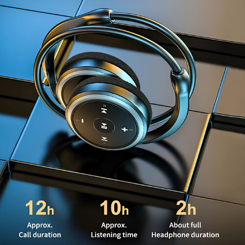 Cuffie wireless con archetto da collo e microfono, pieghevoli 2