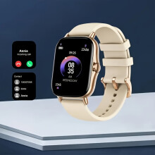 Montre connectée sport unisexe : appels sans fil, musique, assistant vocal, bracelet en silicone rose, double affichage, pour Android et compatible