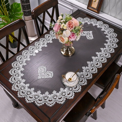 Nappe brodée, chemin de table en dentelle, chemin de table ovale pour table basse, napperon, set de table, écharpe de chevet ou de commode
