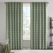 Anaheim Cabin Plaid Thermal Curtain, Fleece-Lined, Room-Darkening Drape, 50"x84", Rod Pocket, Green, 1-Panel