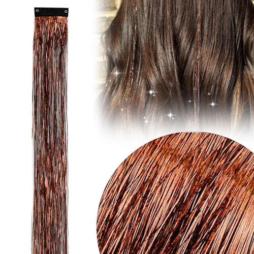 Kit de apliques de cabelo com glitter de fada, 1 peça, 50 cm (19,7 polegadas), 30 cores, pêssego claro.