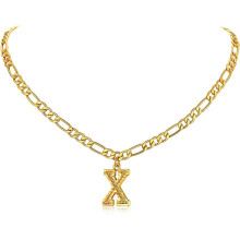 Initiaalkettingen verguld met de letter AZ, alfabet hanger, sieraden voor dames en heren, verstelbare Figaro-ketting 16" + 2"