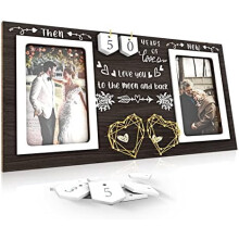 Then & Now Anniversary Picture Frame – Holds Two 4x6 Photos, Wood Wedding Gift for Couples, Compatible with 1–99 Years