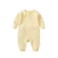 Reduzierter Babybody, einfarbiger Langärmeliger Krabbelanzug für Jungen und Mädchen von 0-3 Monaten (Gelb, Größe 80), kompatibel mit