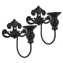 Set mit 2 Retro-Wandkerzenhaltern aus Eisen, Wandleuchten im europäischen Stil für die Dekoration von Esszimmer, Schlafzimmer und Wohnzimmer