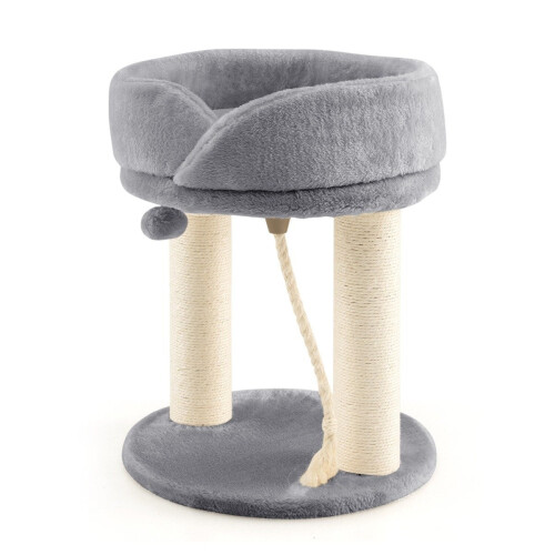 Cat tree cat scratching post with soft seat sisal tower for cats gray 1