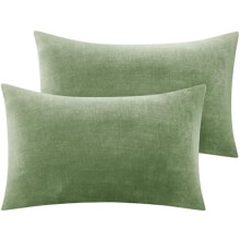 Lot de 2 taies d'oreiller en flanelle, 51 x 66 cm, vert sauge, polaire ultra douce avec fermeture éclair, compatibles avec les oreillers standards