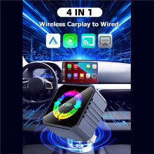 4in1 Wireless Carplay Adapter Ai Box Dongle Airplay/Mirror Link/Android Auto/Carplay BT+WIFI Wired Carplay to Wireless