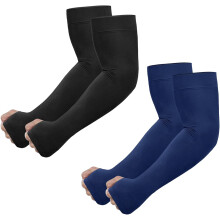 UV Sun Protection Arm Sleeves with Thumb Hole for Men Women Youth, Cooling Sleeve to Cover Tattoo, Mid-Compression