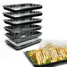 Lot de 6 plateaux de service avec couvercle - Plateaux de traiteur réutilisables avec couvercles, 33 cm de long, pour la préparation des repas,